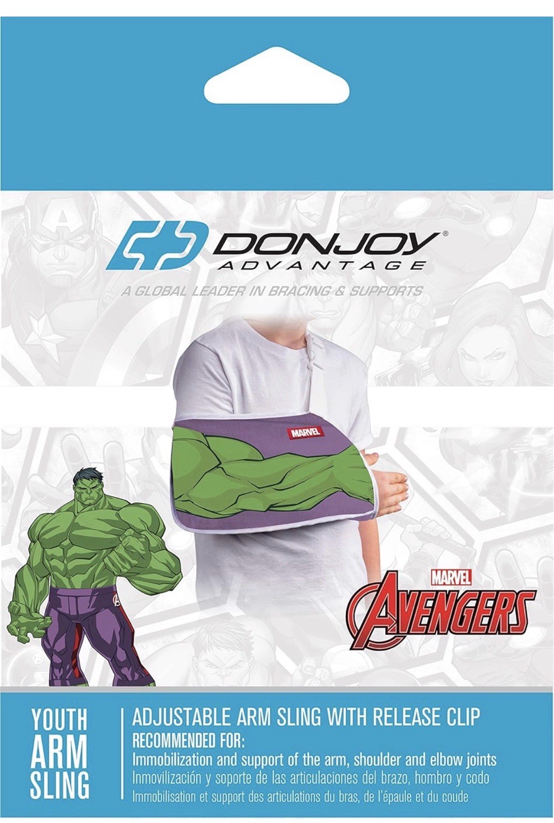 Marvel Avengers DonJoy Advantage Hulk Youth Adjustable Arm Sling w/ Release Clip