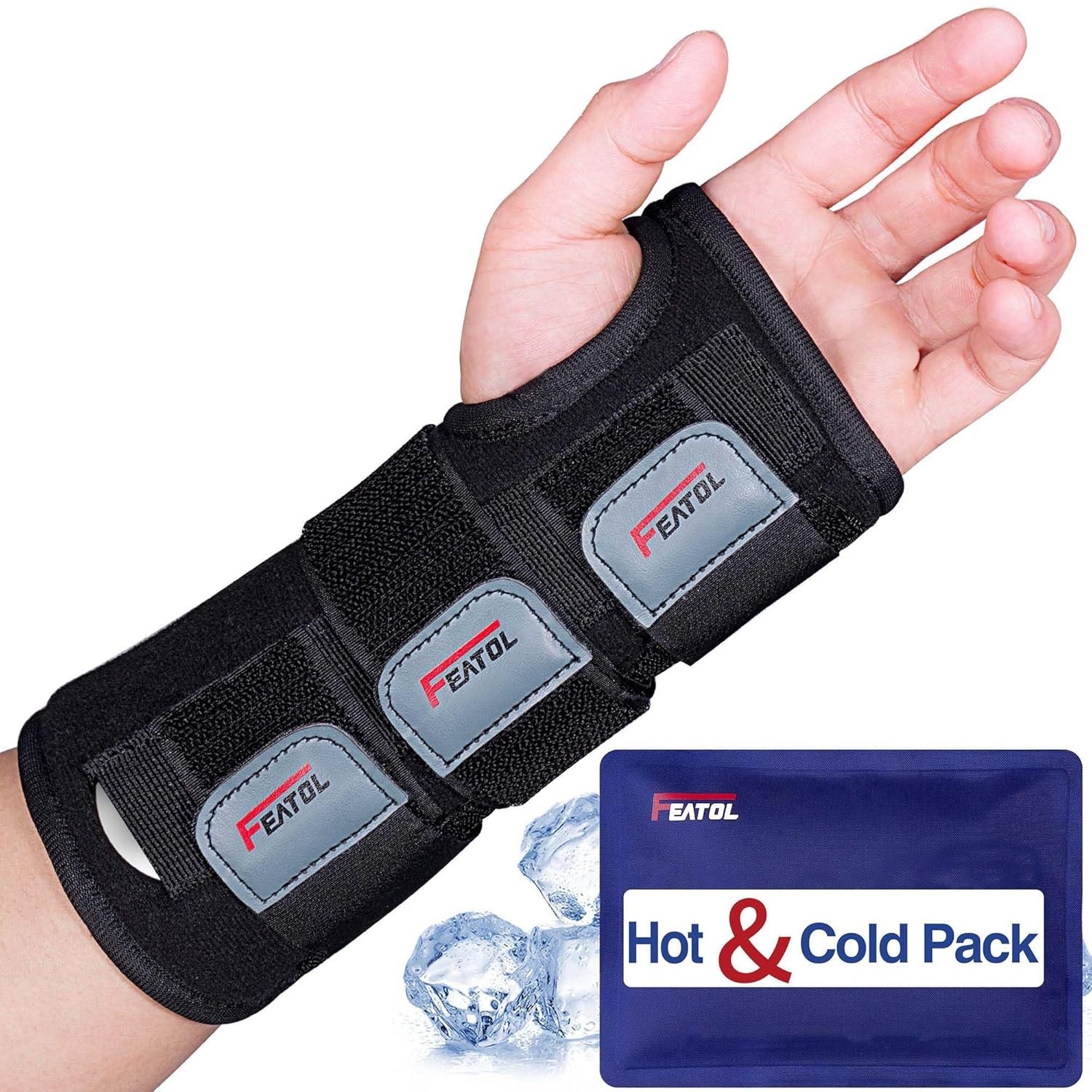 FEATOL Wrist Brace Carpal Tunnel, Night Support Brace with Wrist Splint, Adju…