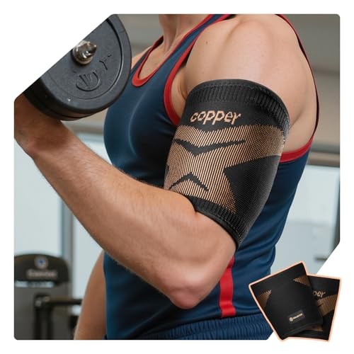Copper Bicep Tendonitis Brace [Medical-Grade ＆ Ultra Comfort] Large Deep Gold