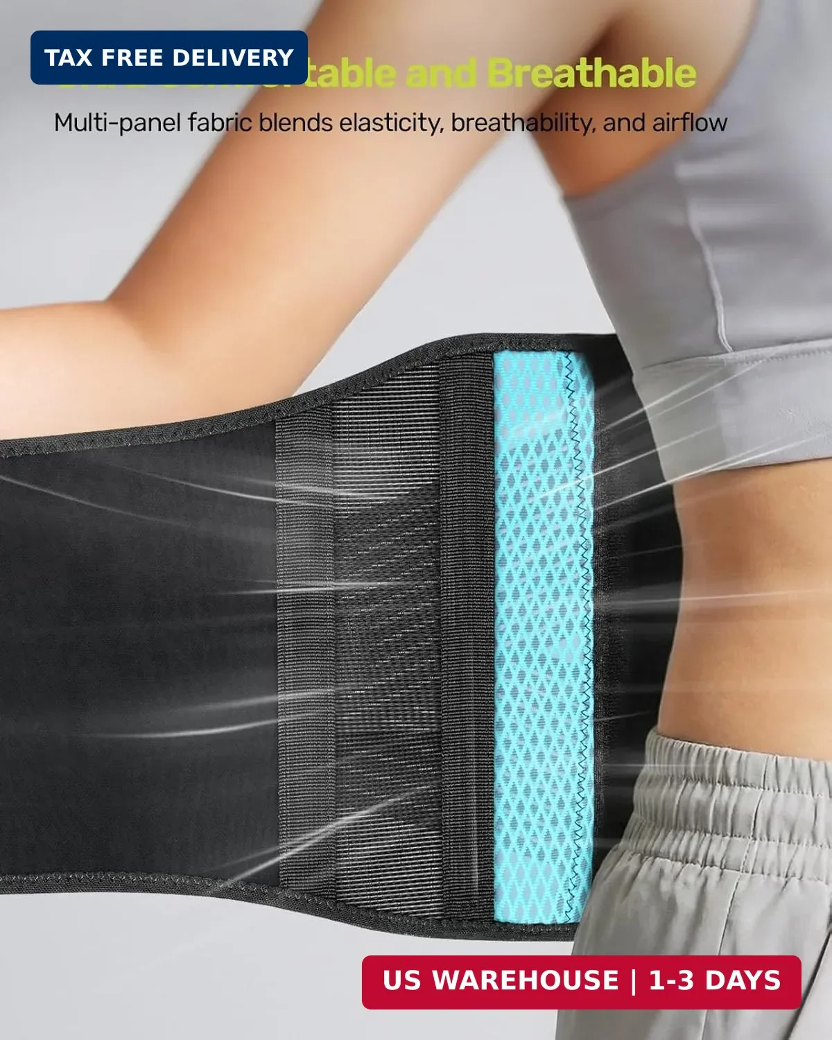 Rakiie Slim Back Brace for Lower Back Pain Relief, Lightweight & Breathable Back