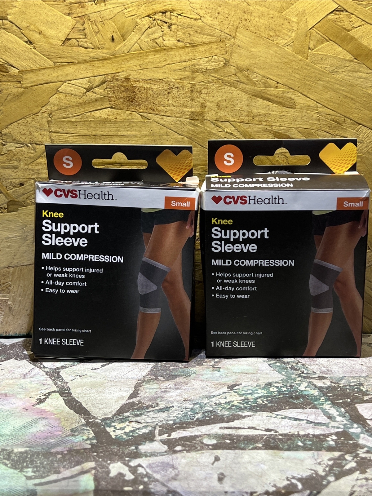 CVS Knee Support Sleeve Mild Compression Size Small Contoured & Breathable. 2PK