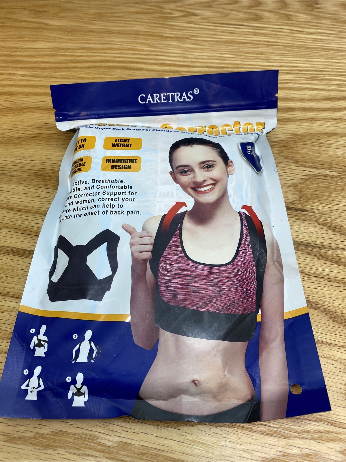Caretras Posture Corrector, Adjustable Support Back Shoulder Brace, Black,XLarge