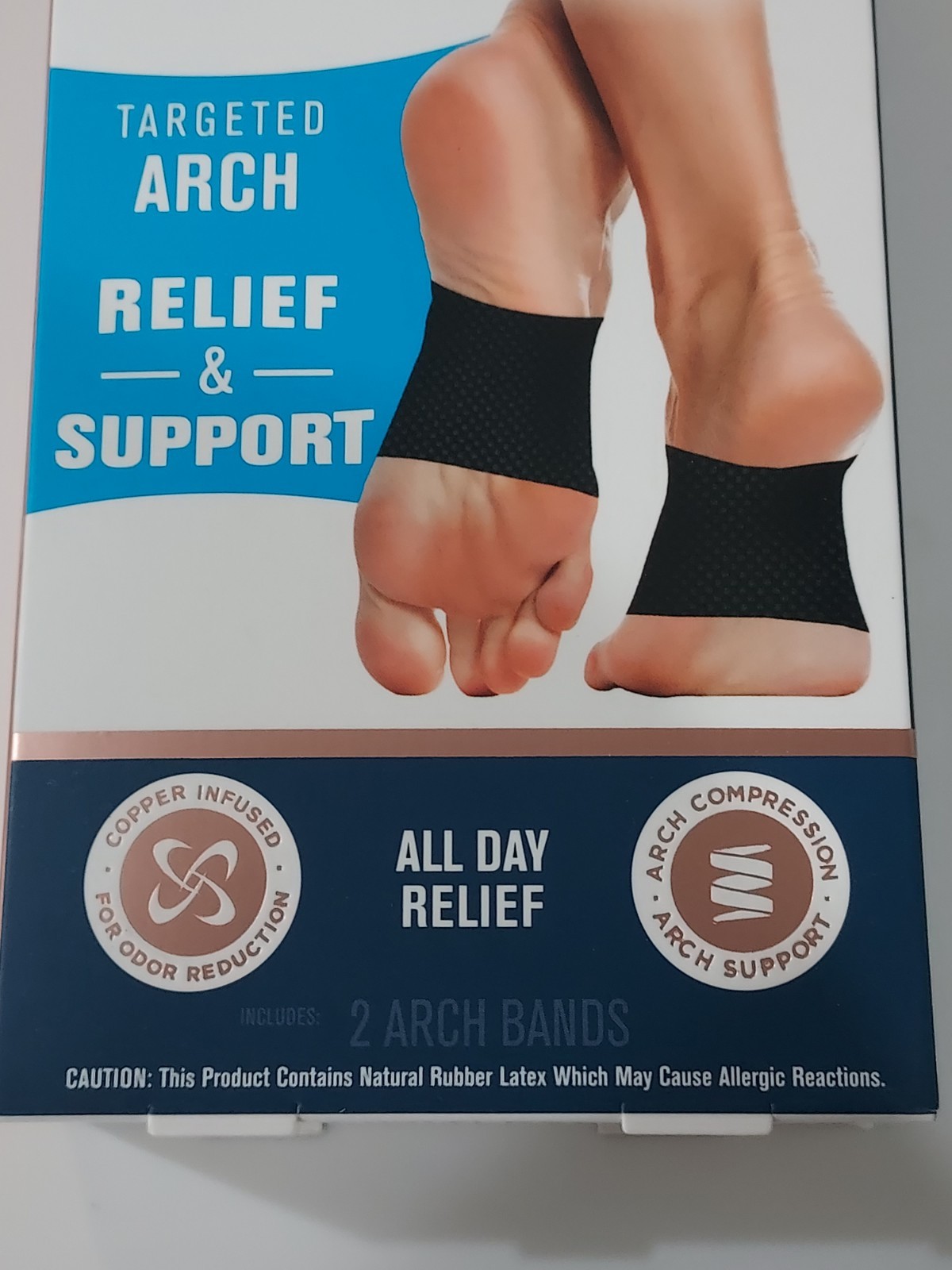 Copper Fit Arch Relief Compression Bands 1 Pair – One Size, Black