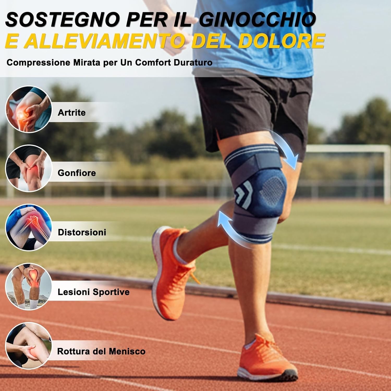 Professional Sports Knee Brace For All Sports Full Knee Protection &Non Slip Fit