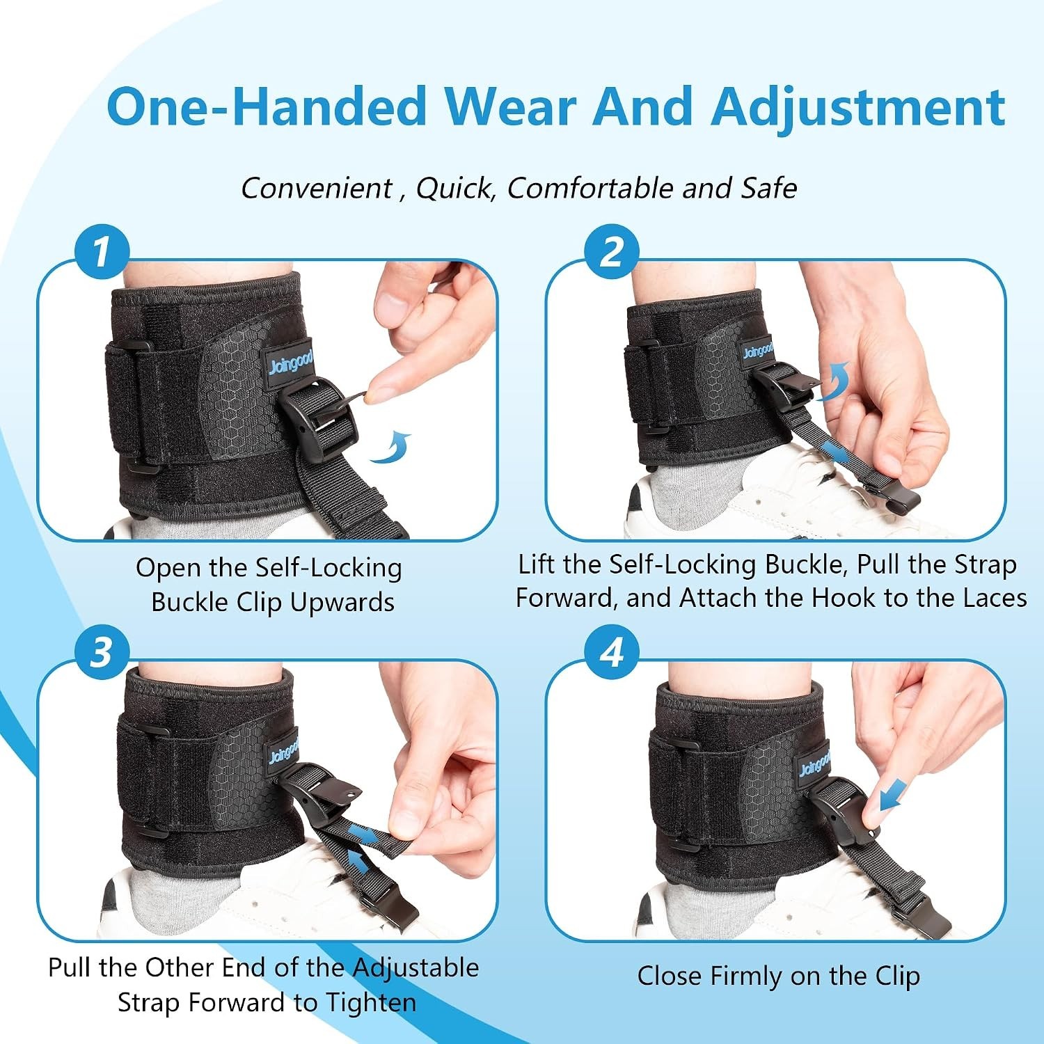 AFO Foot Drop Brace for Walking, Upgraded Zinc Alloy Hook, Includes Eyelet Ho…