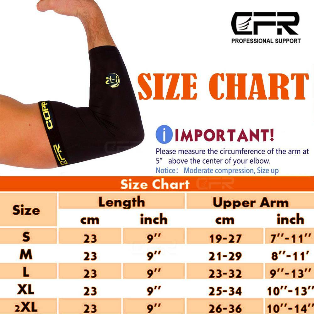 Copper Elbow Support Brace Compression Arm Sleeve Arthritis Tendonitis Joint CFR