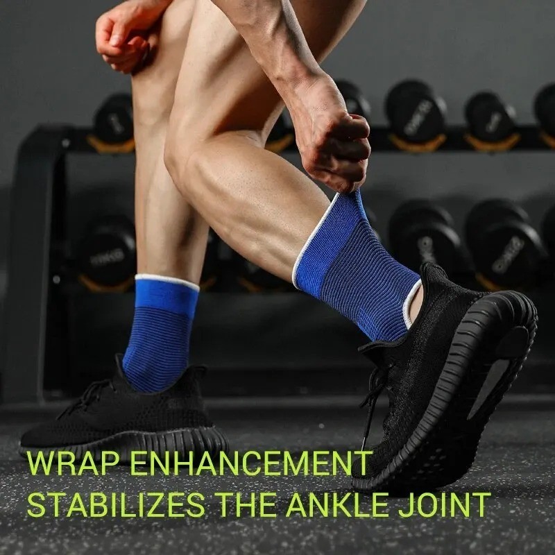Ankle Support Brace Sleeve Elastic Compression Running Sports Gym Comfort 1Pair