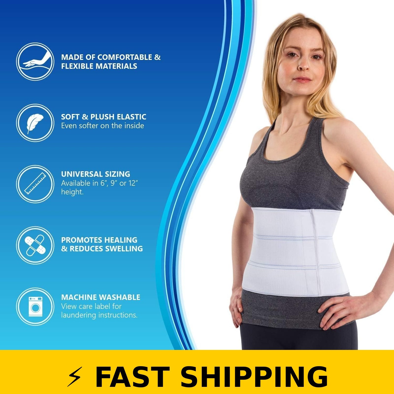 NYOrtho Post Surgery Abdominal Binder – 9″ Height, Fits 45″-60″