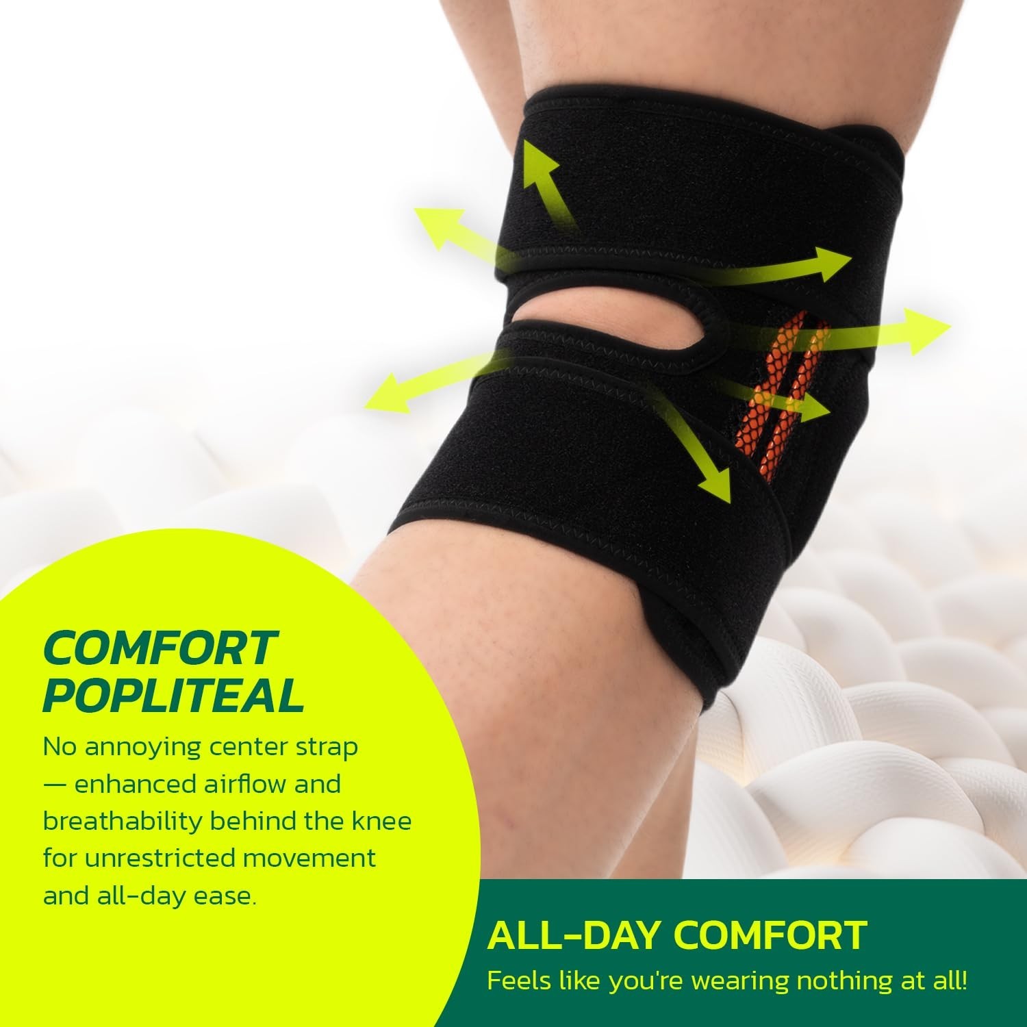 Knee Brace (One Size:Medium) with Dual Side Stabilizers & Patella Gel Pads – 1pc
