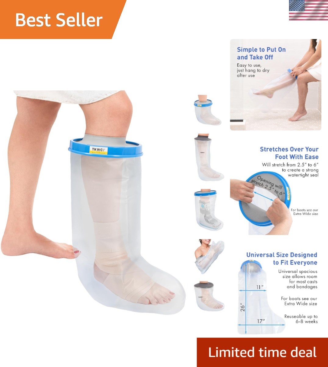 Effortless Showering with 100% Waterproof Cast Cover – Secure Seal & Comfort