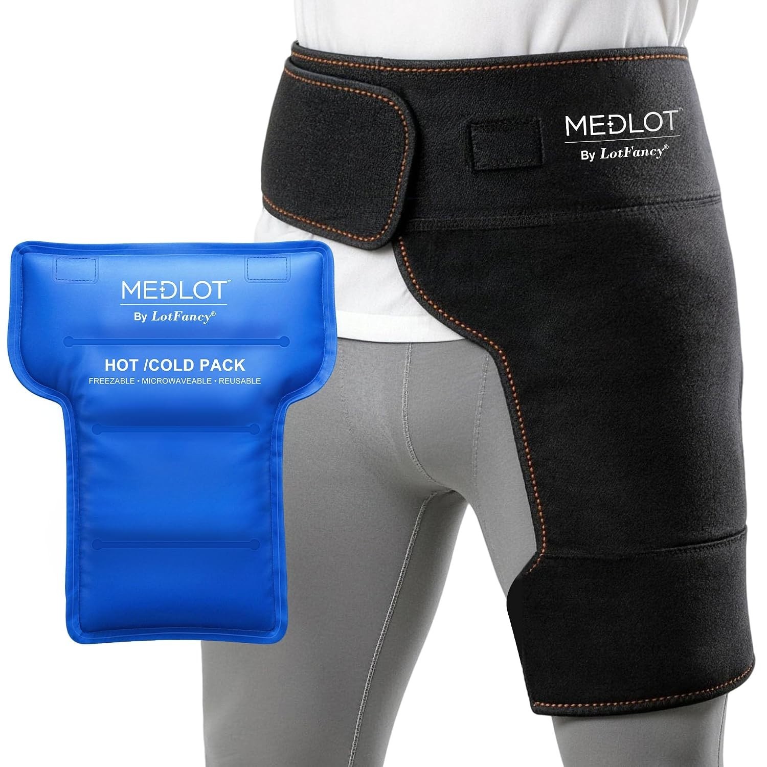 Adjustable Hip Ice Pack Wrap for Sciatica & Thigh Injuries Relief – 2 Piece Set