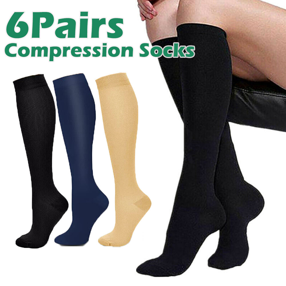 Compression Socks / Hose Knee High 20-30 mmHg Men Women Flight Travel Stockings