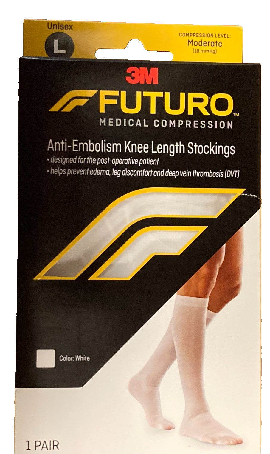 NEW BRAND FUTURO Anti-Embolism Knee Highs, Unisex, Large, Moderate Compression