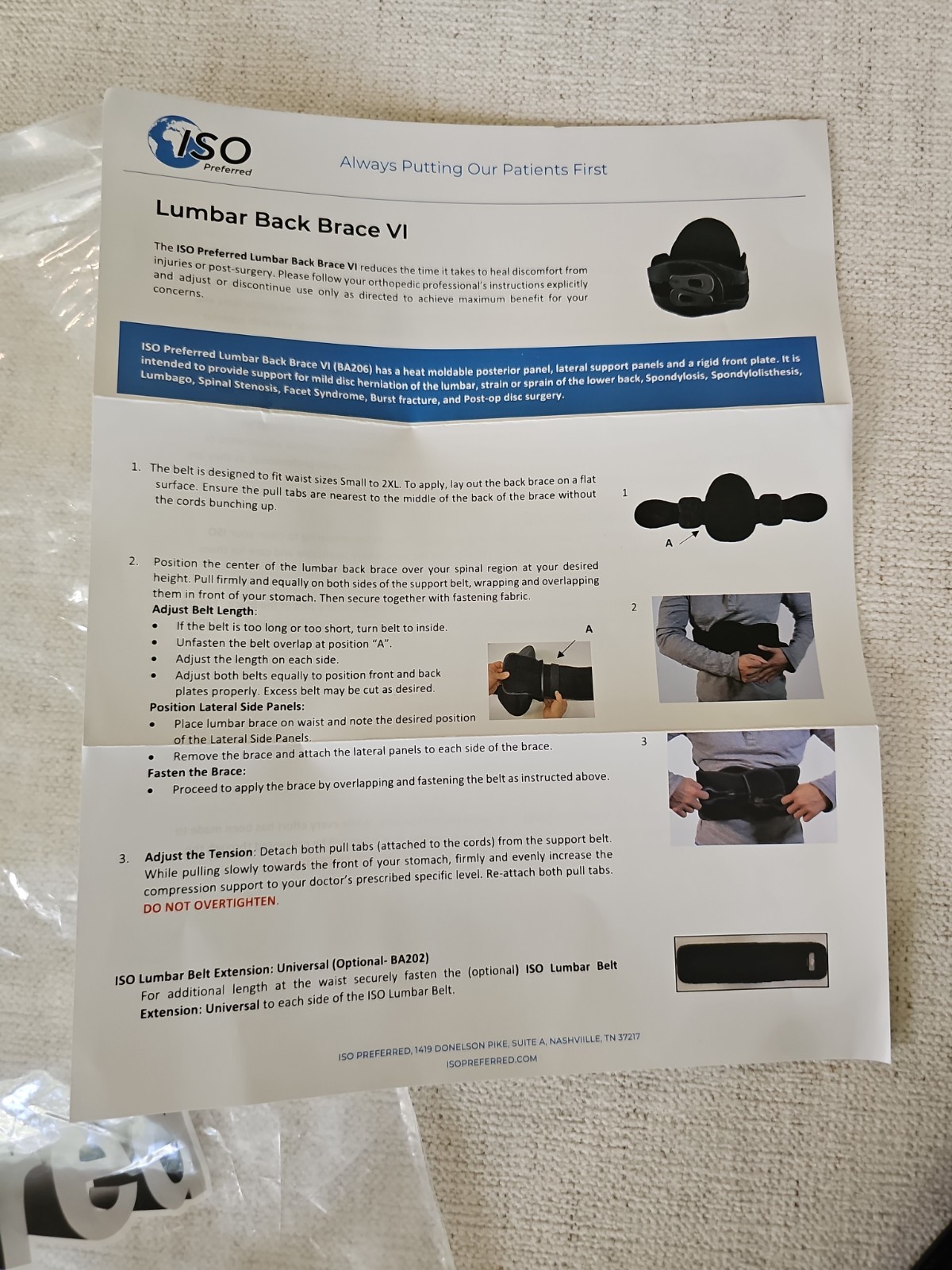 ISO Preferred New Lumbar Back Brace BA-206 S-XXL
