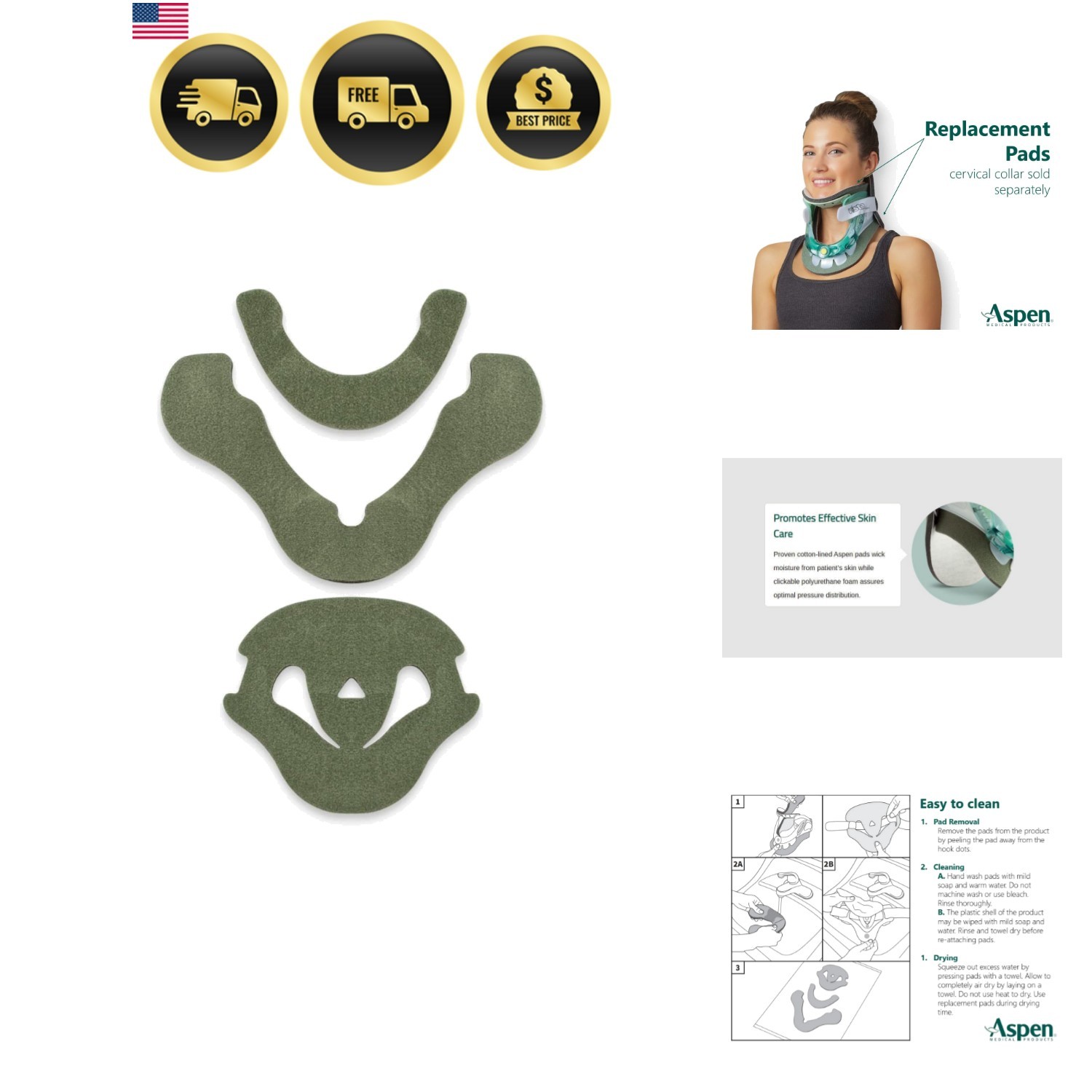 Vista Cervical Collar Replacement Pads, Moisture-Wicking & Optimal Pressure D…
