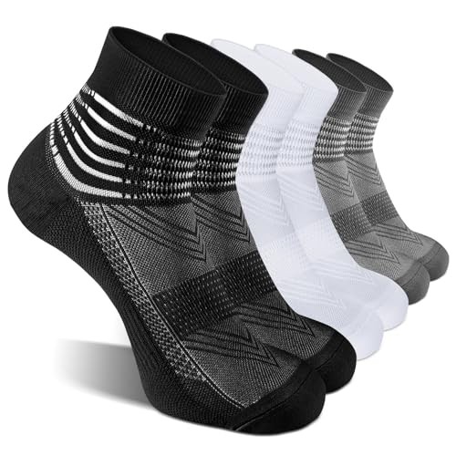 Compression Ankle Support Socks Wicking Large Black+white+dark Grey–3 Pairs
