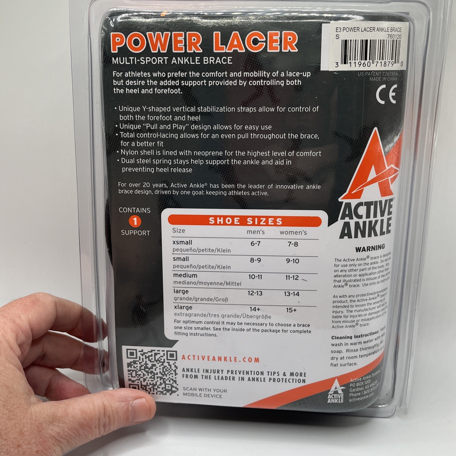 Active Ankle Brace Power Lacer Multi Sport Small Right Or Left Foot