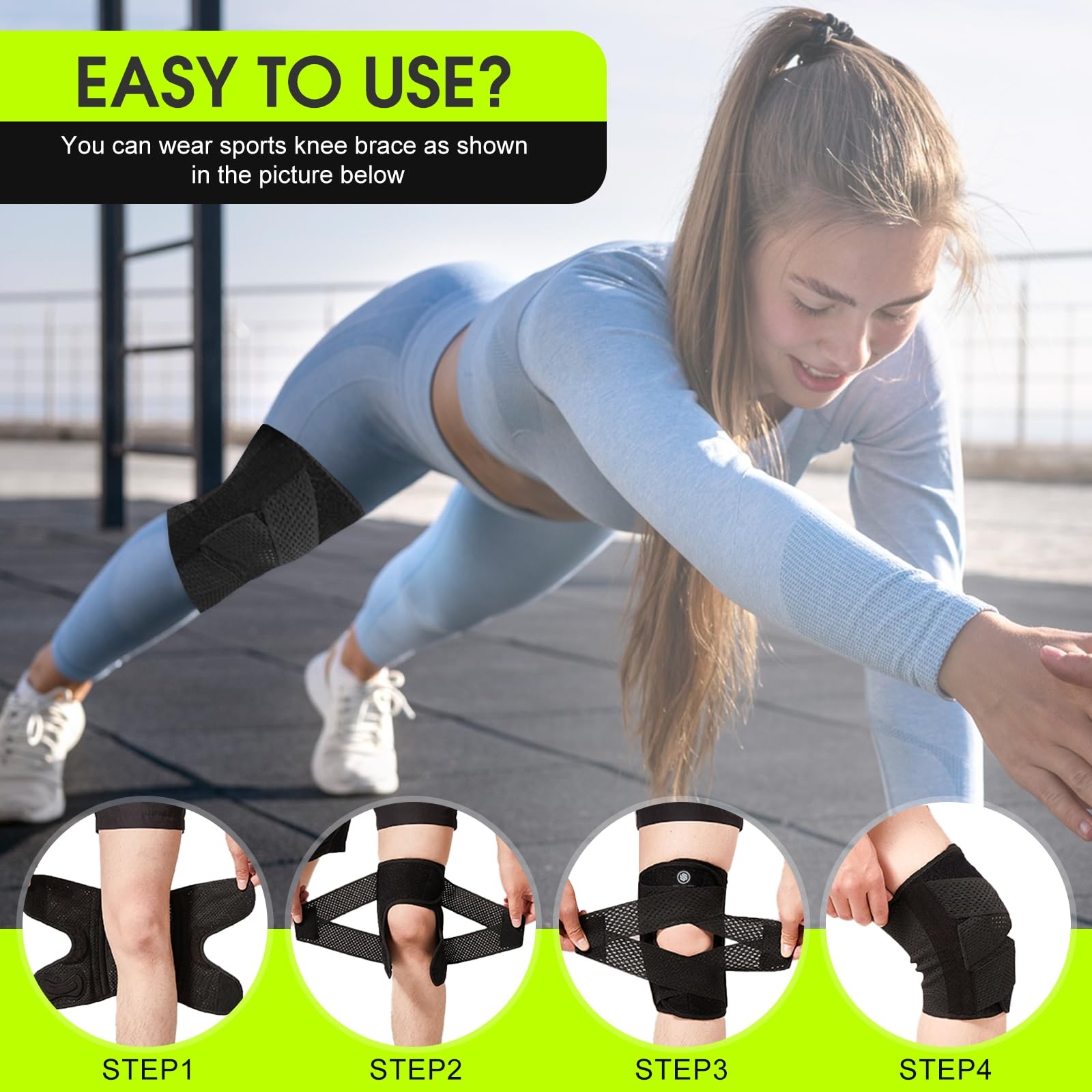 Knee Brace for Women Men Breathable Compression Knee Support with Side Stabi…