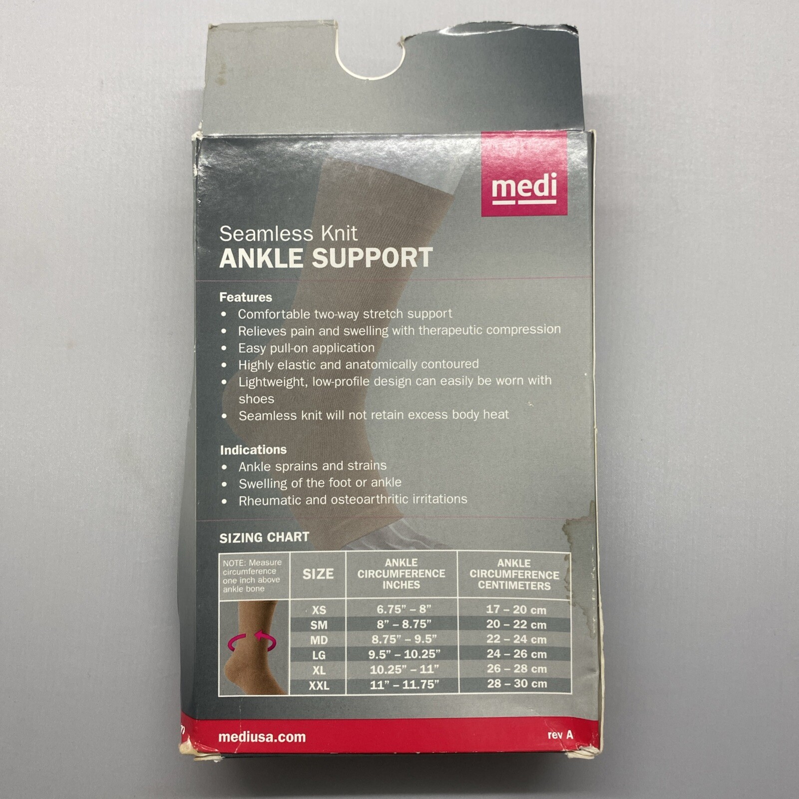 MEDIVEN SEAMLESS KNIT ANKLE SUPPORT (BEIGE) X-SMALL 50101 MEDIACTIVE ORTHOPEDIC