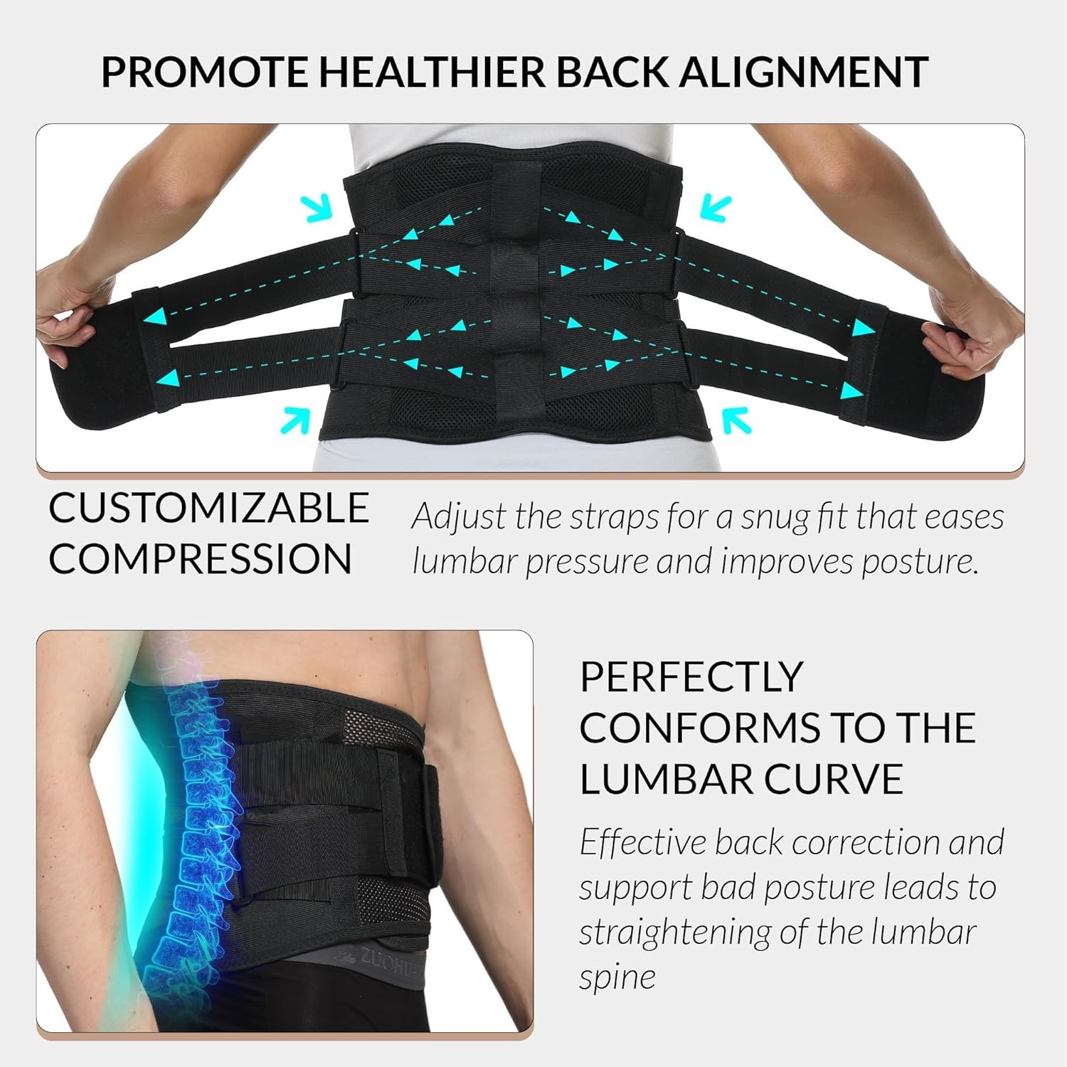 Lightweight Lower Back Brace – Unisex Adjustable Support for Sports & Everyday