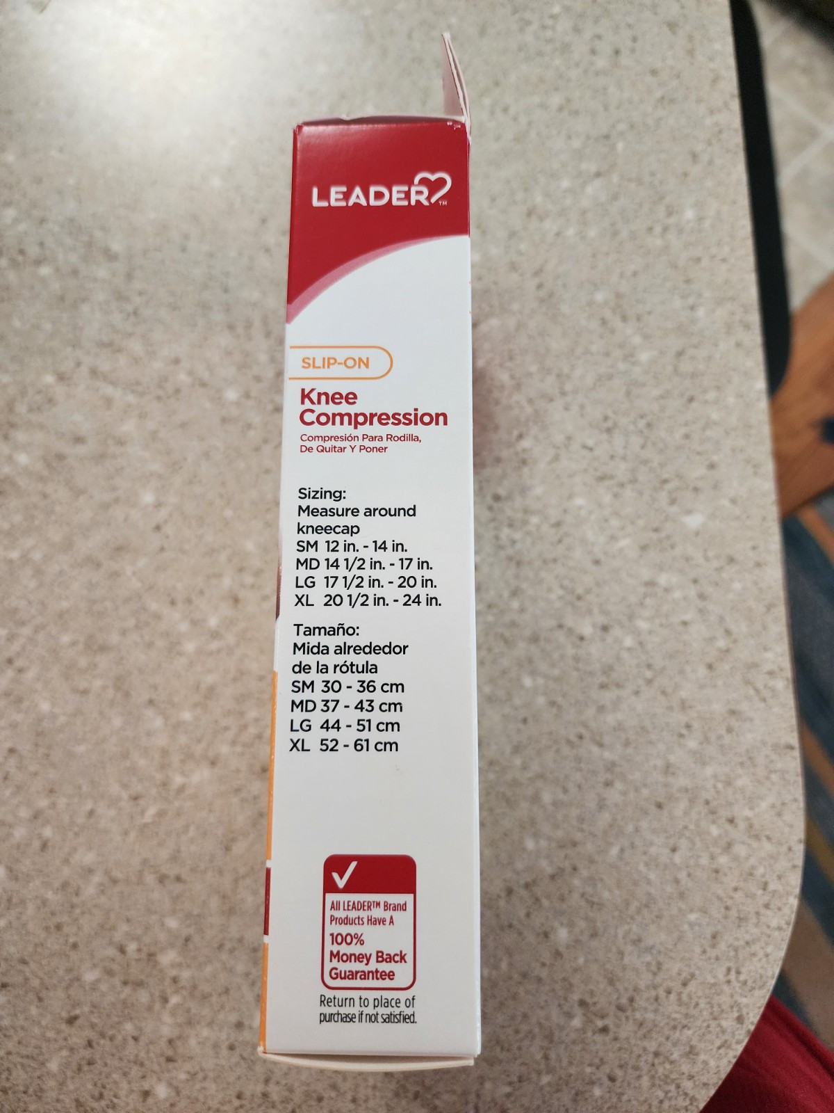 Leader Slip On Knee Compression Support Beige XL Extra Large NEW FREE SHIPPING
