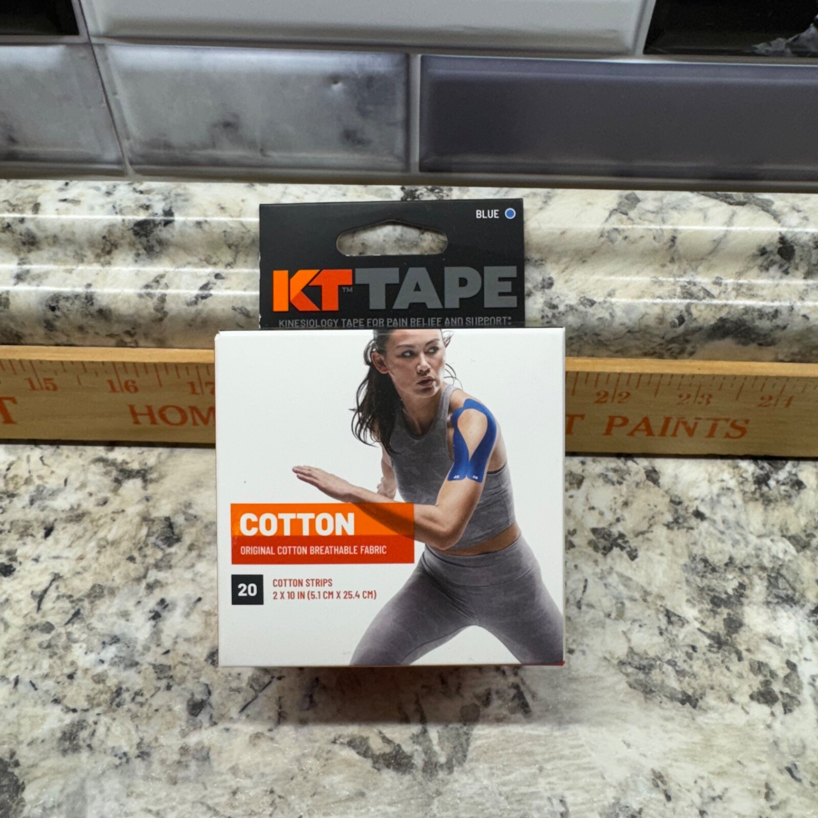 KT TAPE Original Elastic Kinesiology Therapeutic Tape 20 Pre Cut Strips Blue