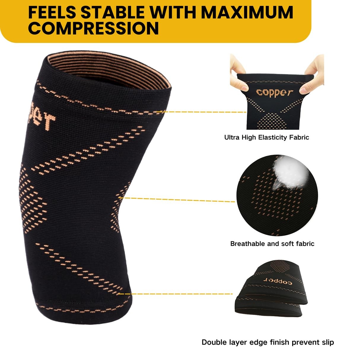 Copper Elbow Compression Sleeve,Elbow Brace for Tendonitis and Tennis Elbow,E…