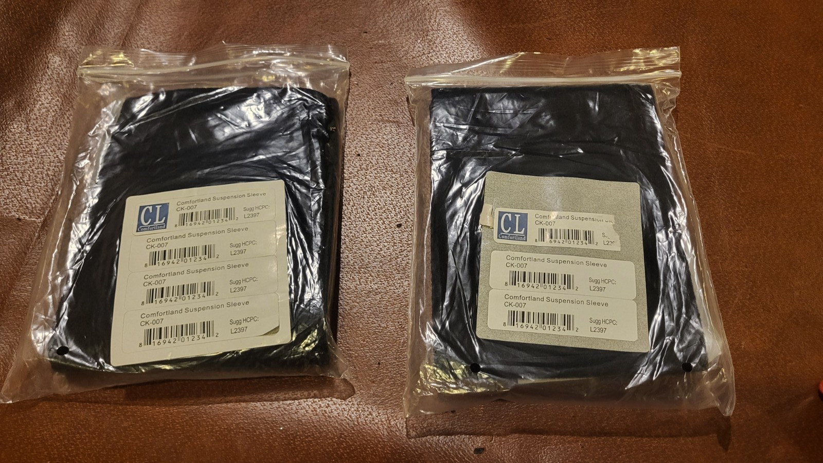 2 NEW Comfortland Suspension Sleeve CK-007 Black One Size KNEE BRACE UNIVERSAL