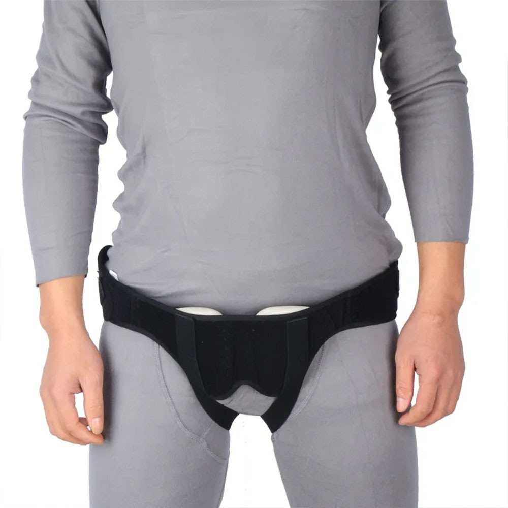 Intestinal Hernia Fixation Belt, Machine Washable Black PU Foam Pad Breathable M