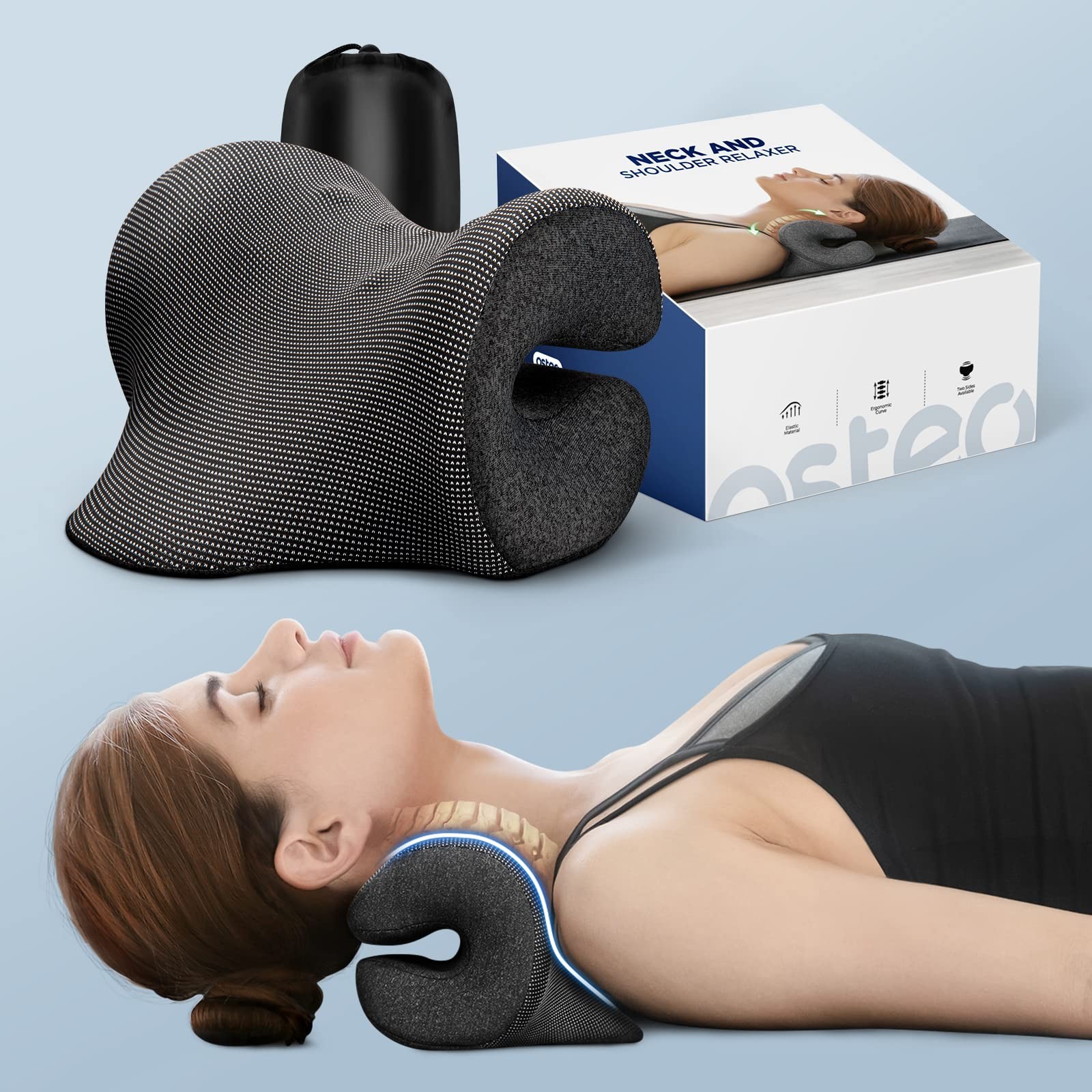 Osteo Neck Stretcher with Magnetic Therapy Cover, 1 count (pack of 1), Black