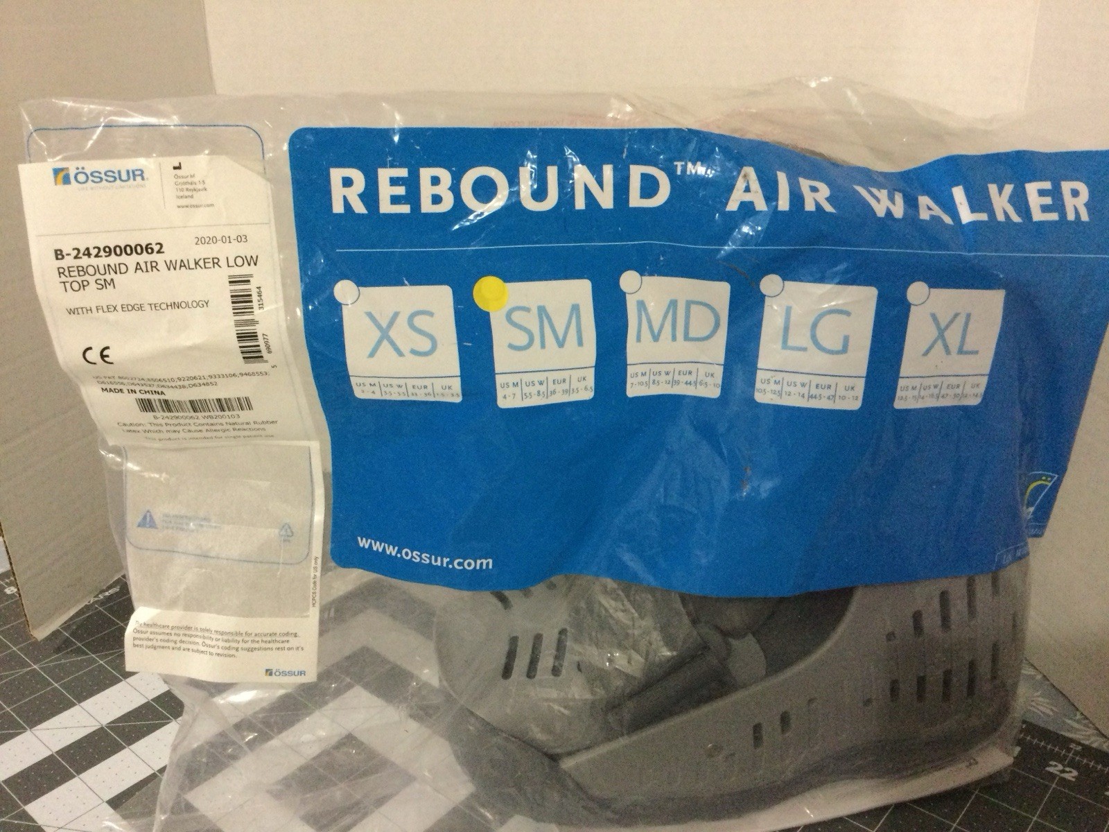 Rebound OSSUR Air Walker Low Top Boot Size Small With Flex Edge Technology