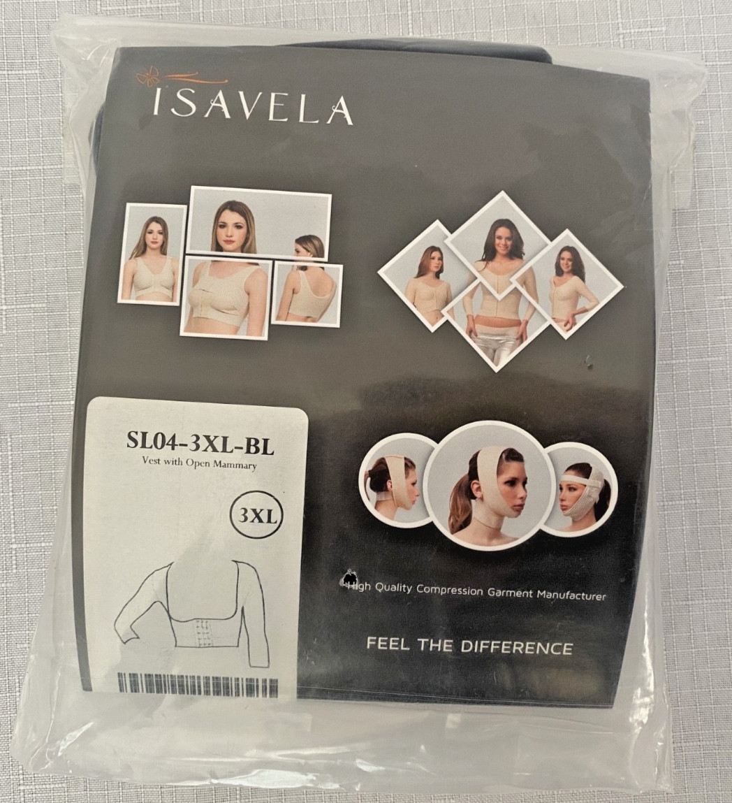 Isavela Comprexxwear SL04 3XL Post Surgical Compression Vest Open Mammary Black