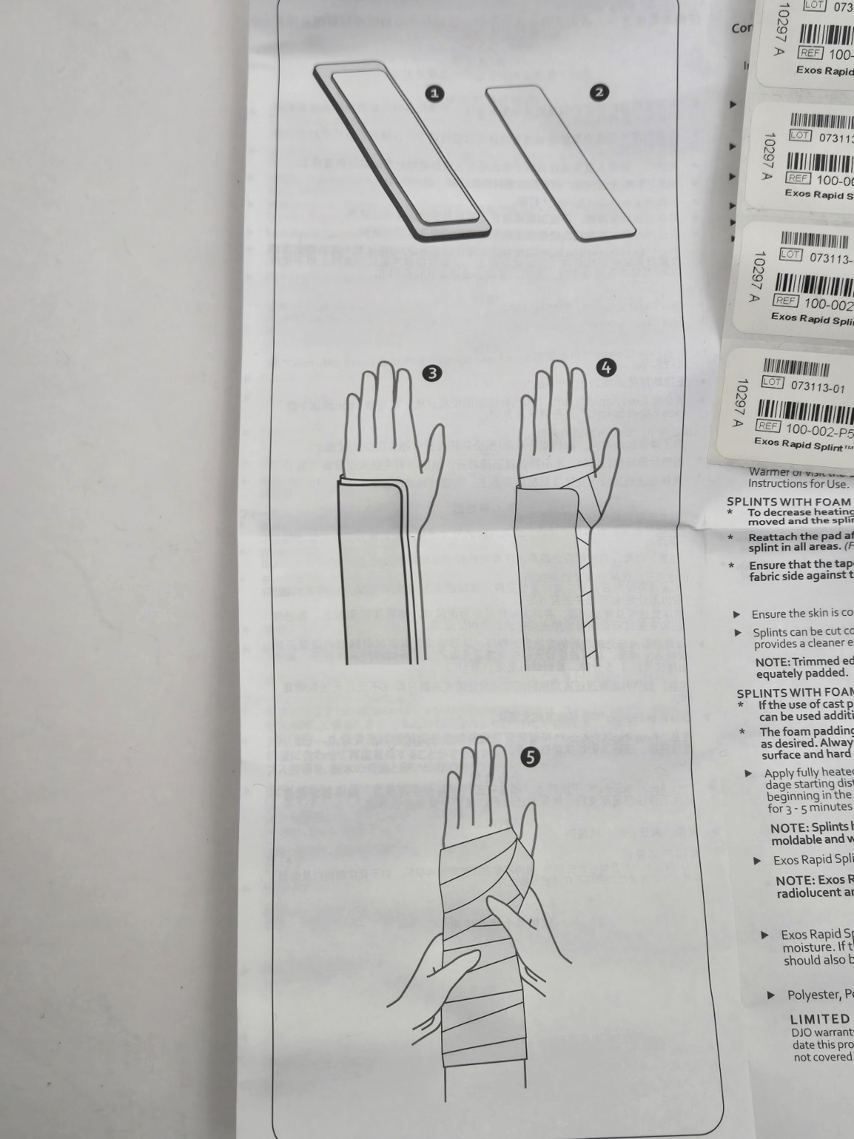 DJO Exos Rapid Splint EXTRA with Padding 5″ x 26″ x5 Lot READ