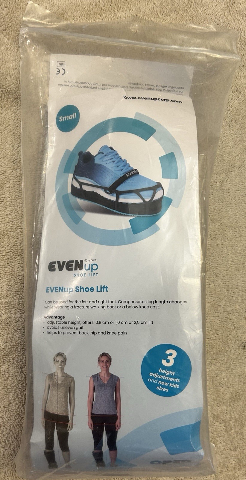 NIP OPED EVENup Shoe Lift Balancer Leveler Size Small 3 Height Adjustments NEW