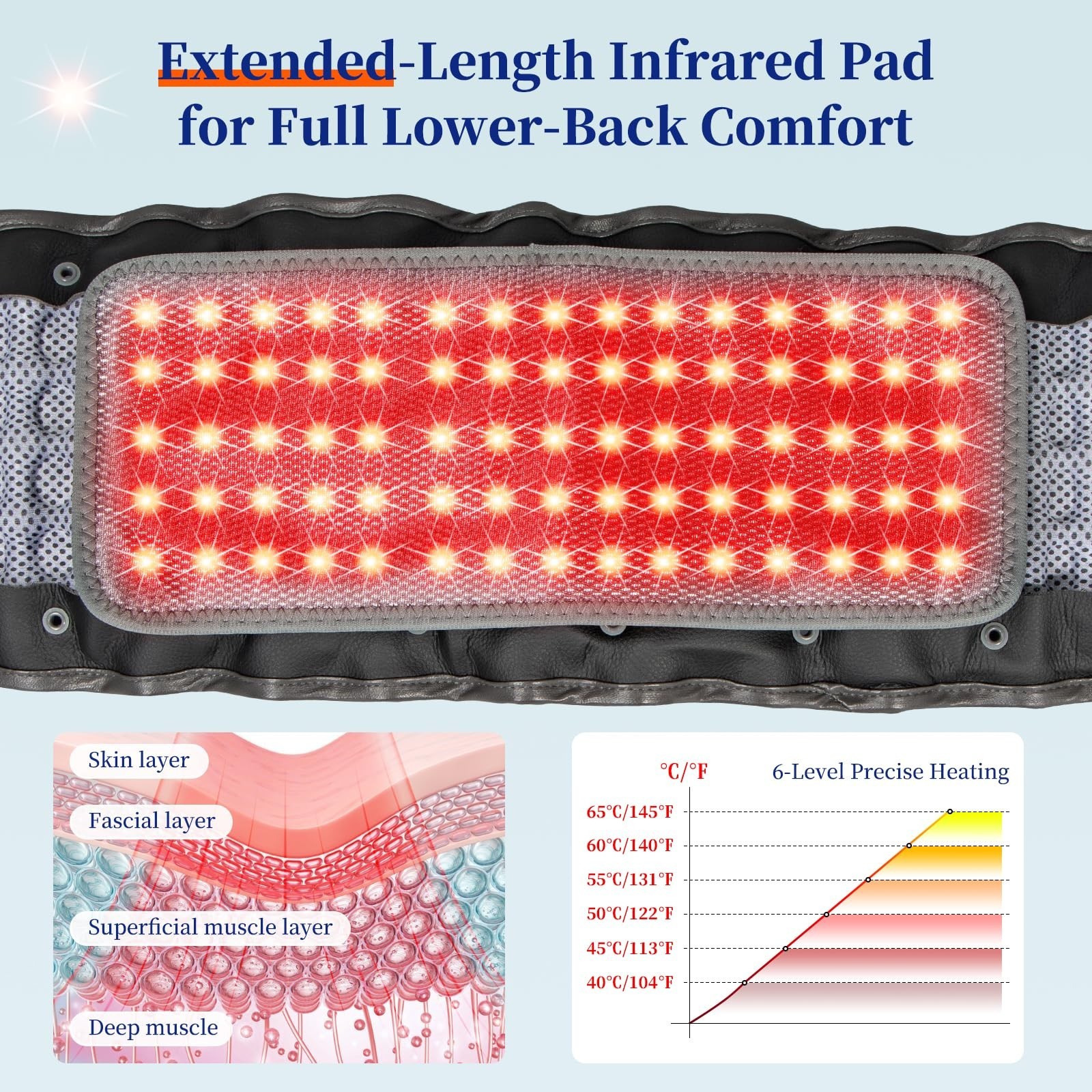 HONGJING Red Light Heating Decompression Belt Lower Back Pain