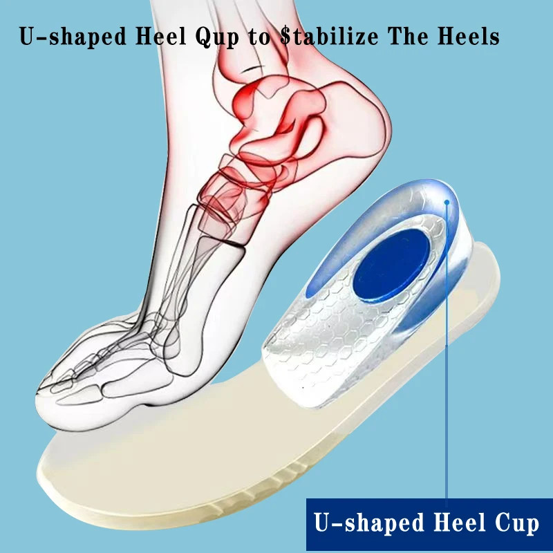 Silicone Height Increase Insoles for Men Women Shoes Inserts Invisible Heighteni