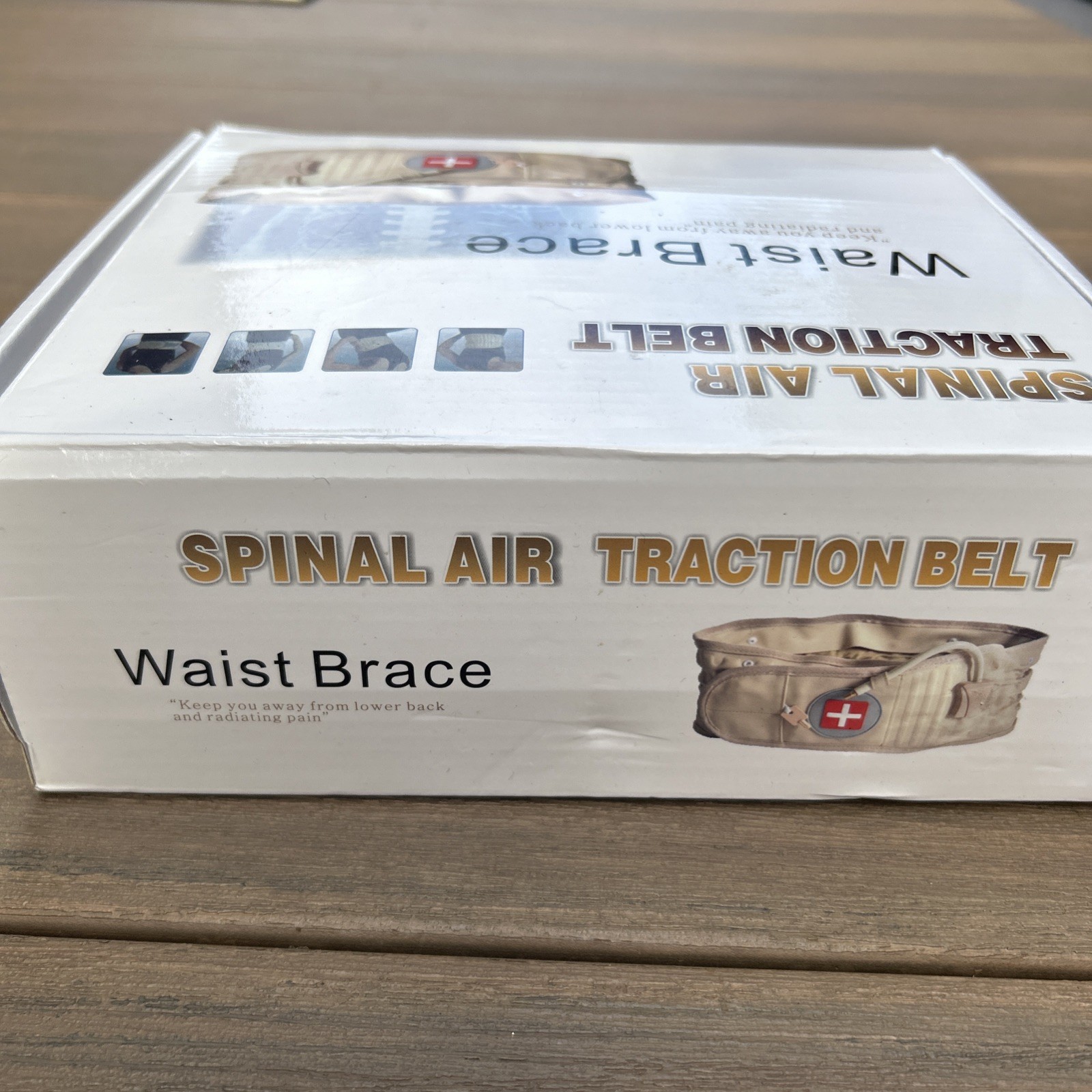 Spinal Air Traction Belt Lumbar Waist Brace Decompression Back Support Tan