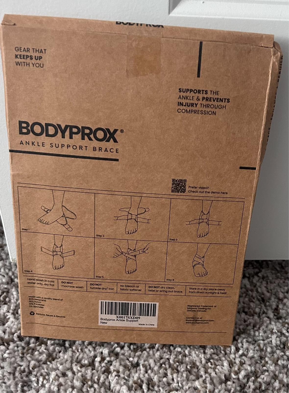 Bodyprox – Ankle Brace – Black – One Size – 1 each/box – 1 box