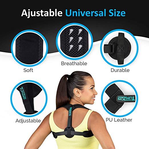 POSTURE CORRECTOR-Neck Back Pain Relief Alignment Comfortable W/2 EXERCISE BANDS