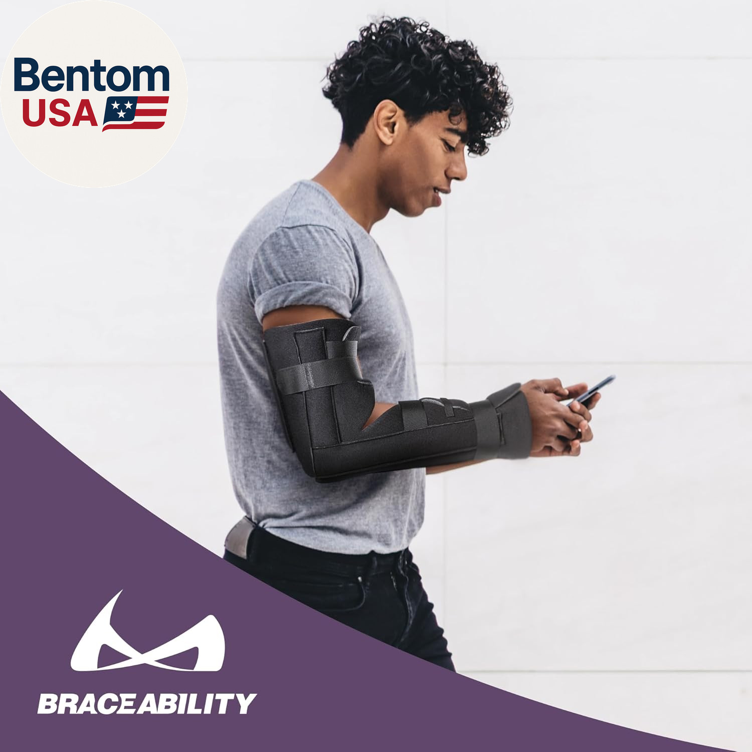 Elbow Immobilizer Brace | Removable Long Arm Cast and Soft Forearm Orthosis Spli
