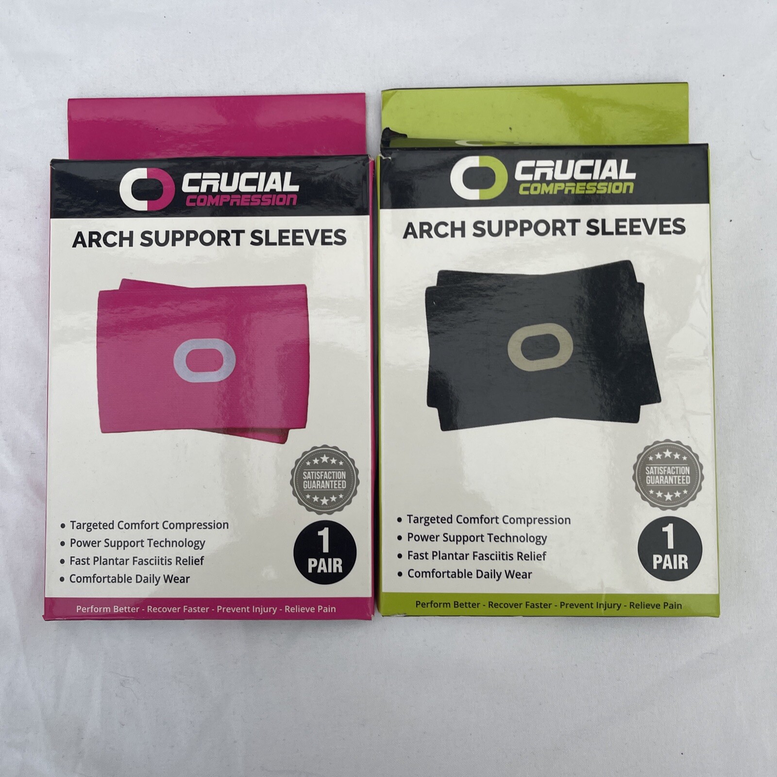 Lot of 2 Crucial Compression Arch Support Sleeves Size Pink S/M Black L/XL New