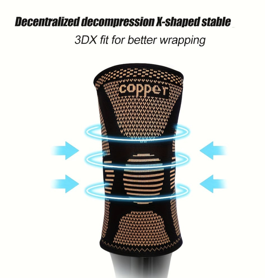 2 Pcs Copper Knee Compression Sleeve Plus Size Joint Support Running Gym Unisex