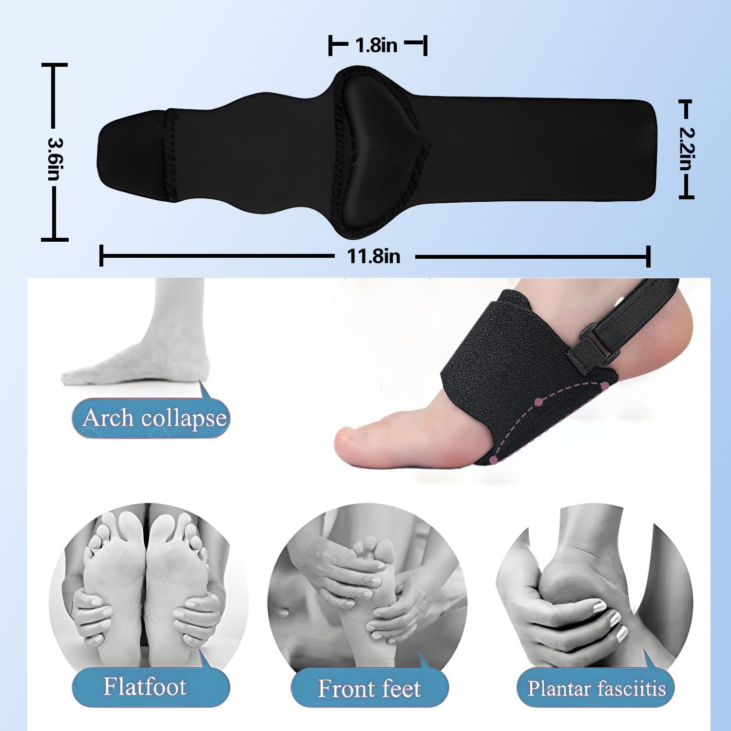 Arch Support Brace Pair Compression Sleeves for Flat Feet Plantar Relief