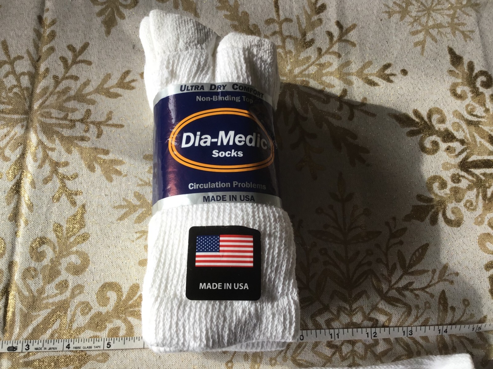 Dia-Medic White Socks 3-Pack – USA Made – Size 9-11 – Ultra Dry Comfort – New