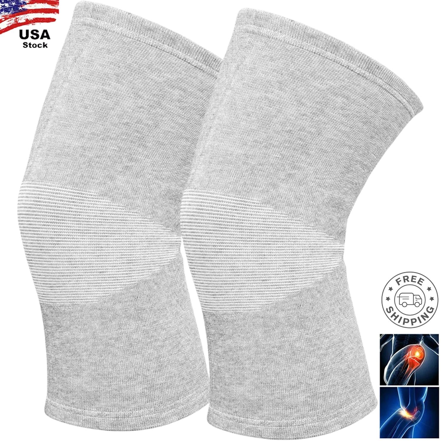 Compression Knee Sleeve, Bamboo Charcoal Knee Sleeve, Elastic Warm Knee Brace US