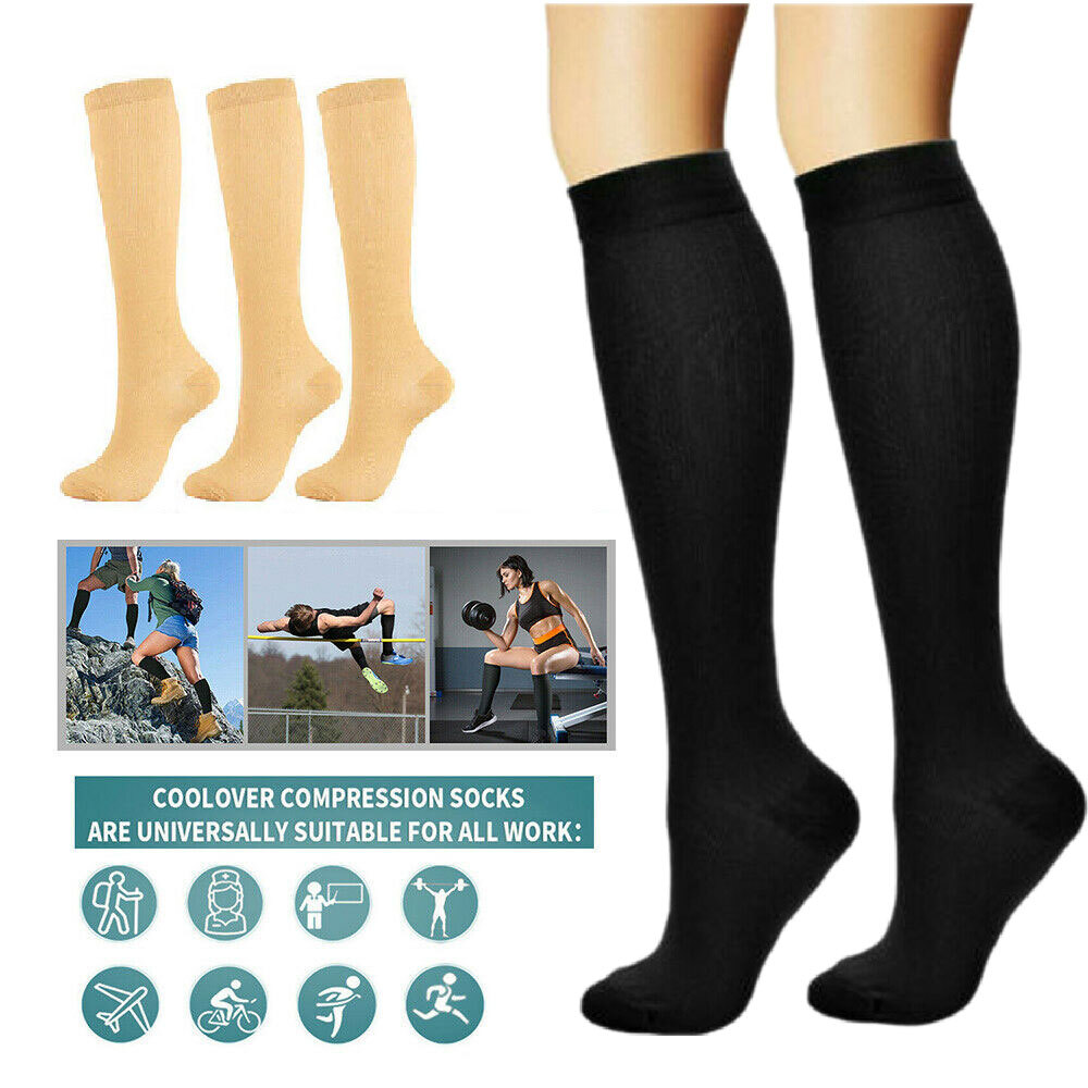 3x Compression Sock 20-30 mmhg Wide Large Stockings for Men & Women S-XL