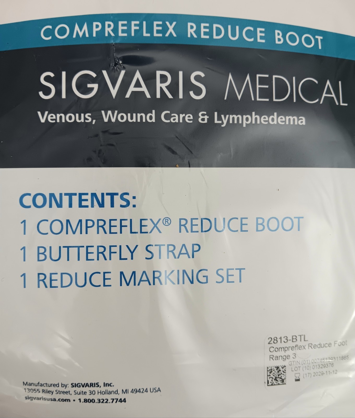 SIGVARIS MEDICAL #2813-BTL Compreflex Reduce Foot Boot, Beige, Range 3, NEW