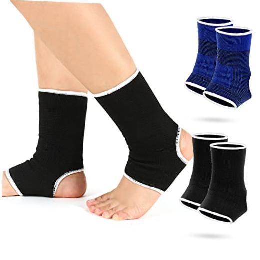 4 Pieces/ 2 Pair Kids Ankle Support Brace Elastic 5-10 Years Black, Dark Blue