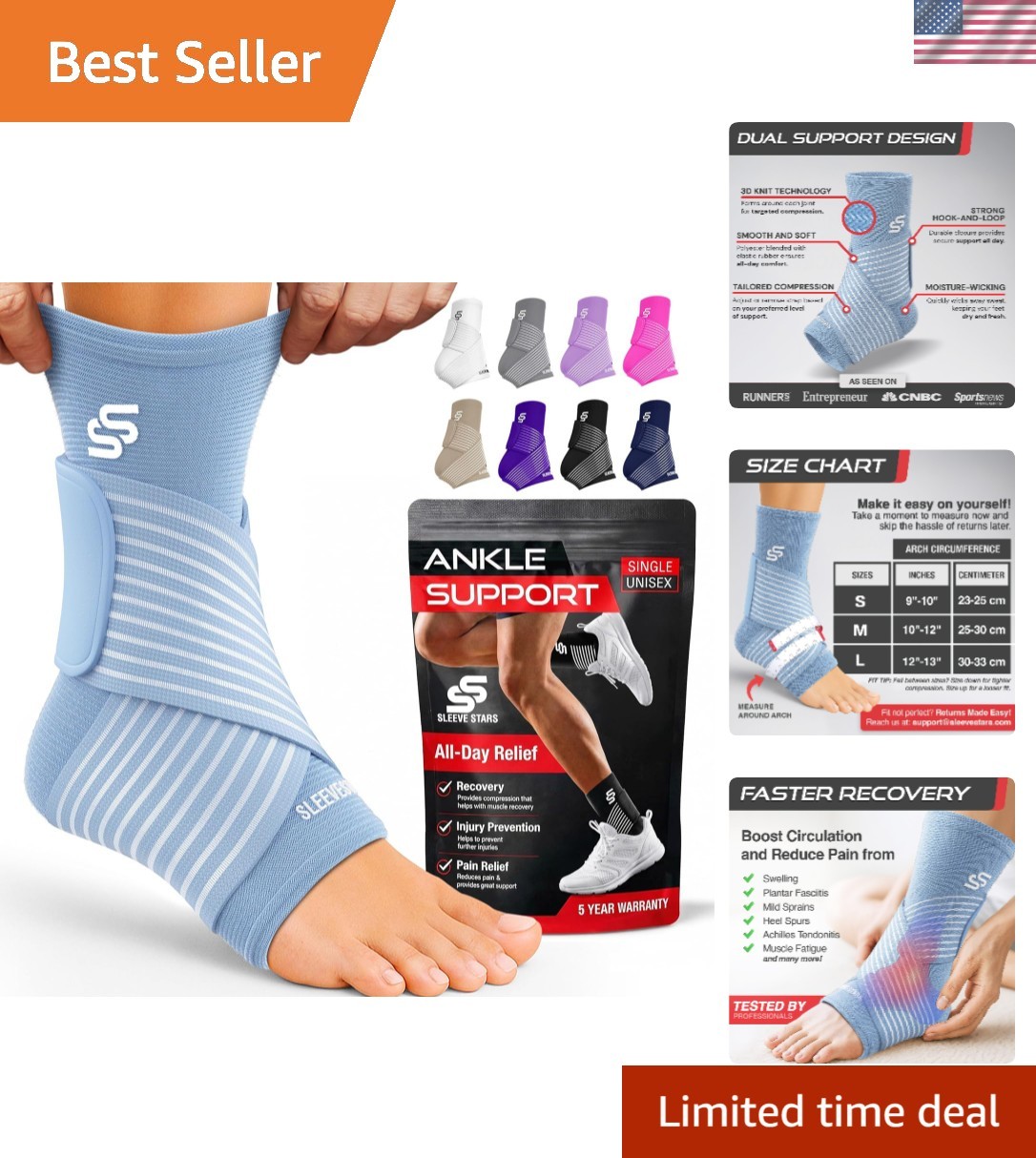 Sleeve Stars Ankle Brace for Women & Men, Ankle Wrap for Sprain, Compression …