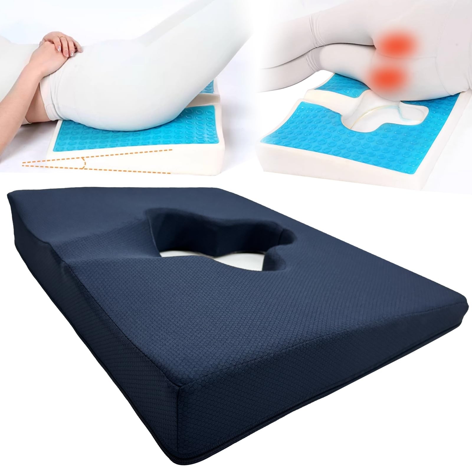 FoKon Gel Wheelchair Seat Cushion,Bed Sore Cushions for Butt, Blue